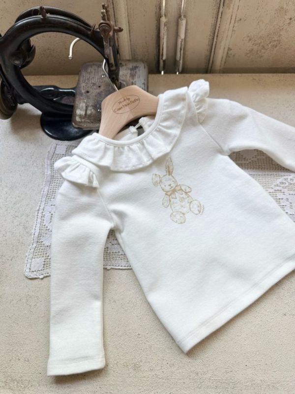 小兔子荷葉邊領長袖上衣 包屁衣 