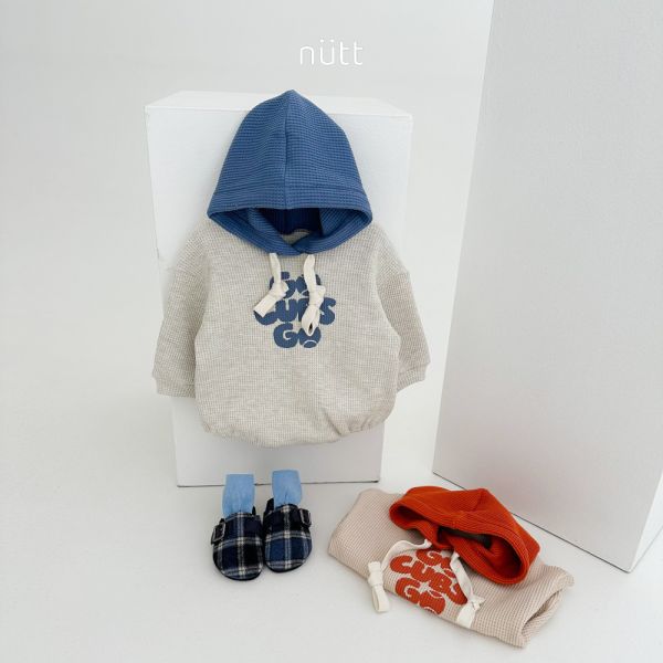刺繡華夫格連帽T恤包屁衣 
