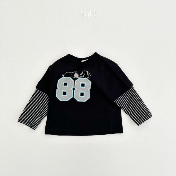 史努比條紋假兩件長袖上衣 