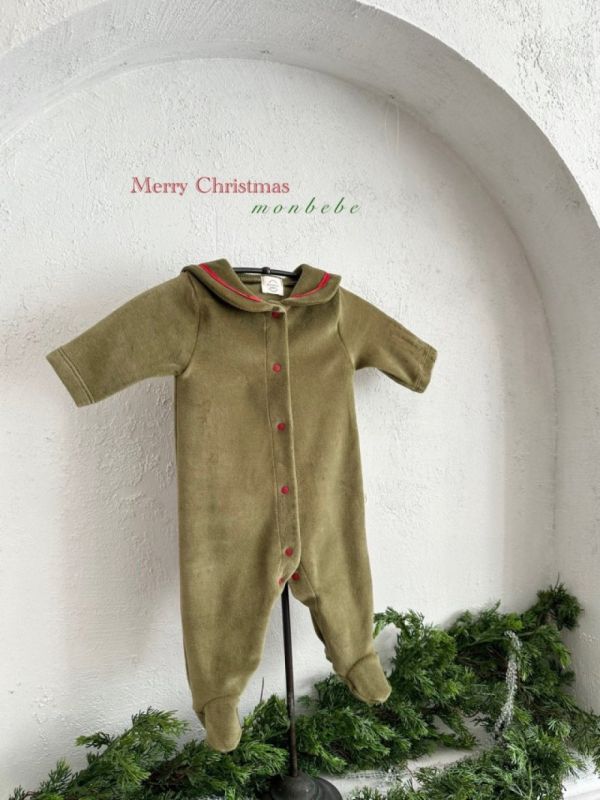 水手領寶寶踩腳連身服 節日色調 