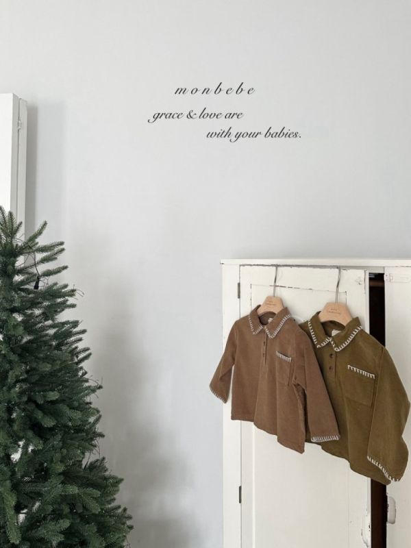 路易斯法式考邊棉質長袖上衣 