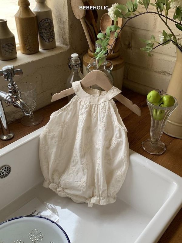 長春藤花紋寶寶款氣質連身服 Bebe holic Korea,韓國童裝,韓國Bebe holic,奶茶系寶寶,女寶穿搭