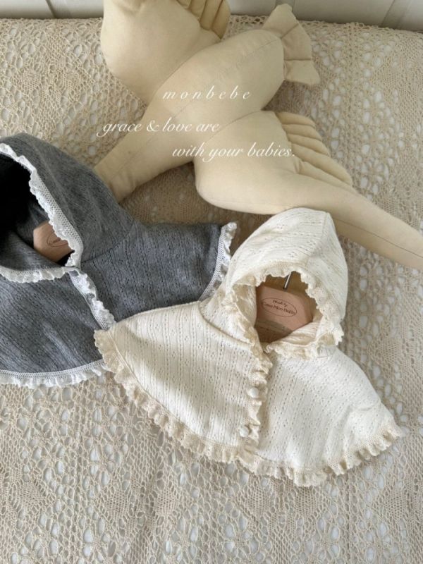 針織蕾絲花邊連披風 monbebe korea,monbebe,童裝代購