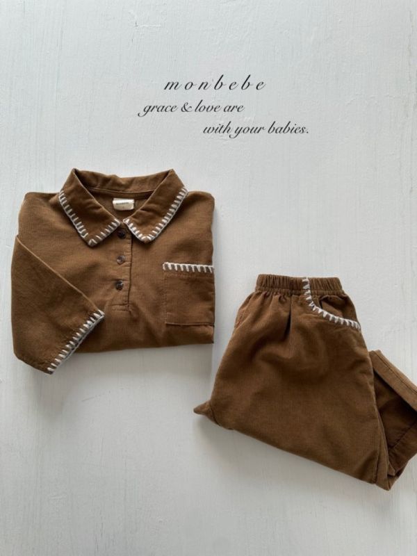 路易斯法式考邊棉質長袖上衣 