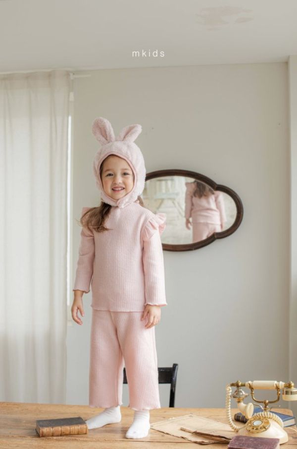 木耳邊羅紋棉居家套裝 