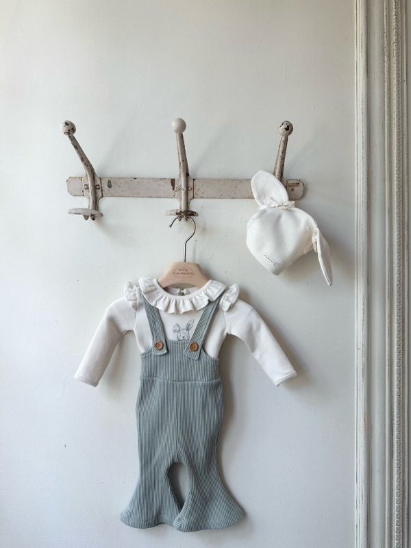 小兔子荷葉邊領長袖上衣 包屁衣 