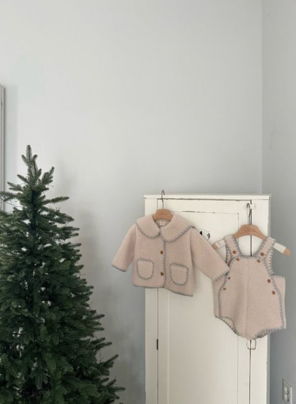 小熊系縫線邊絨毛外套 