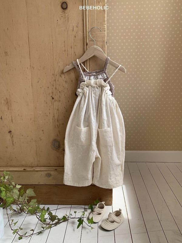 束口袋寶寶吊帶裝 Bebe holic Korea,韓國童裝,韓國Bebe holic,奶茶系寶寶,女寶穿搭