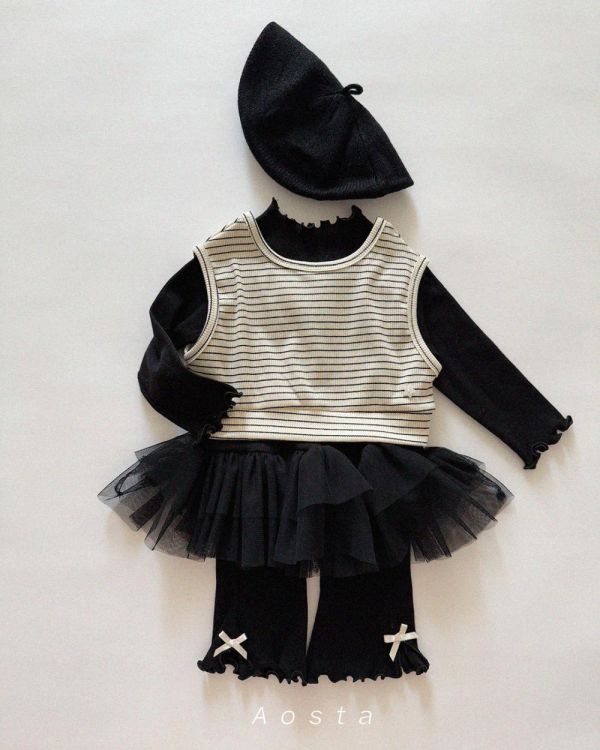 蝴蝶結木耳卷彈性啦叭褲 