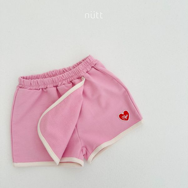 滾邊愛心刺繡布標褲裙 