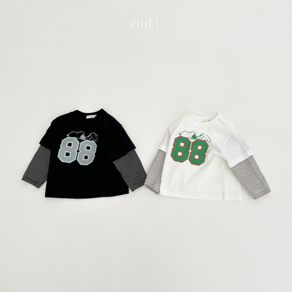 史努比條紋假兩件長袖上衣 