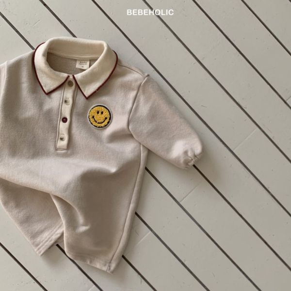 微笑寶寶長袖奶茶系連身爬服 Bebe holic,童裝,男寶穿搭,韓國童裝,桃園童裝,韓系,寶寶衣服推薦,好看寶寶衣服,超好買童裝店,親子裝,彌月禮,寶寶,待產包,爬服