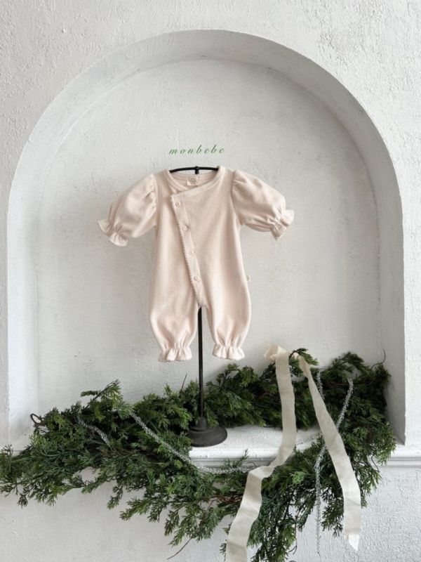 斜襟小牙邊寶寶連身衣 