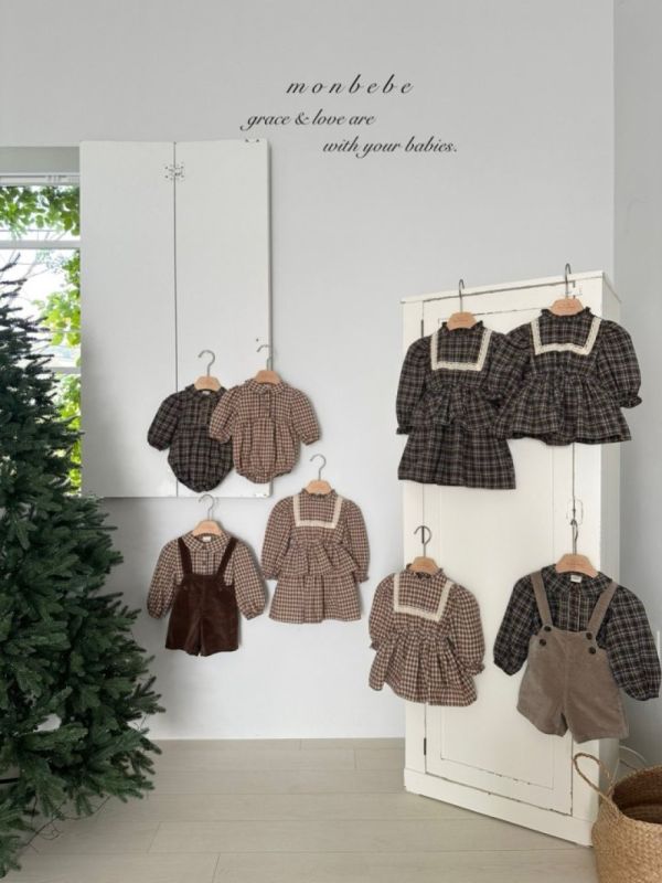 小森林格紋荷葉領襯衫 