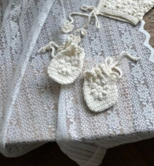 手鉤蕾絲小花手套/襪套 Free(~6m) 