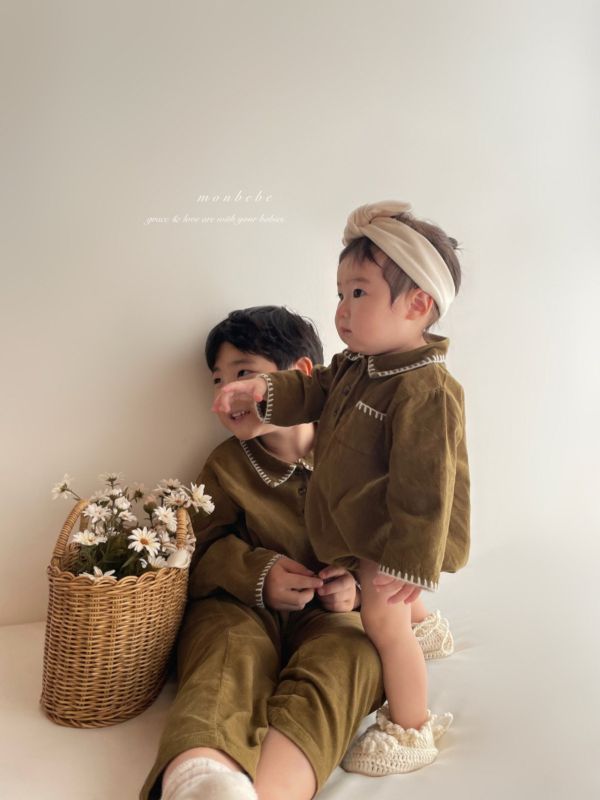 路易斯法式考邊寶寶長袖領連身衣 