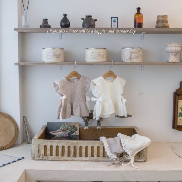 針織小花邊綁帶軟帽 