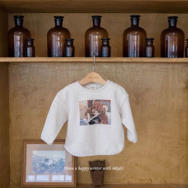 泰迪熊印花休閒長袖上衣 