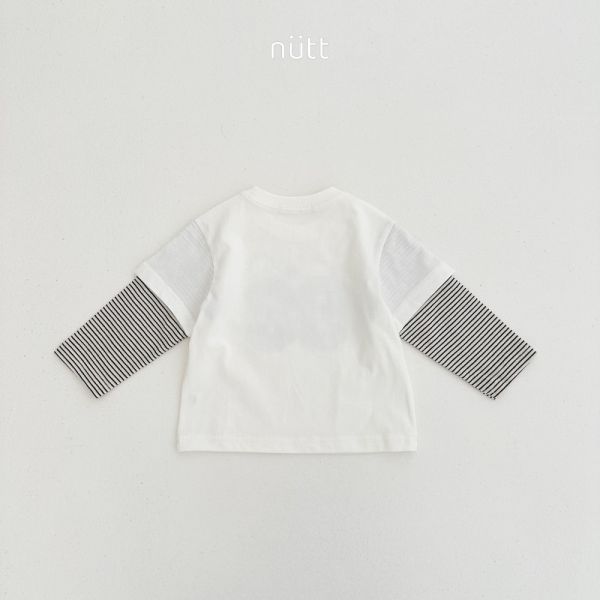 史努比條紋假兩件長袖上衣 