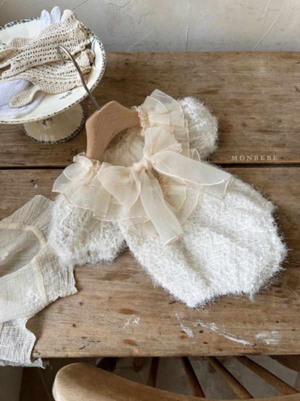 透紗蝴蝶結雪絨包屁衣 monbebe Korea,monbebe,monbebe代購童裝