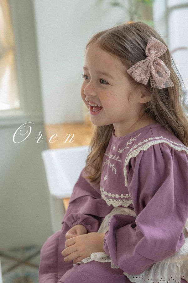 緹花蕾絲蝴蝶結髮夾 