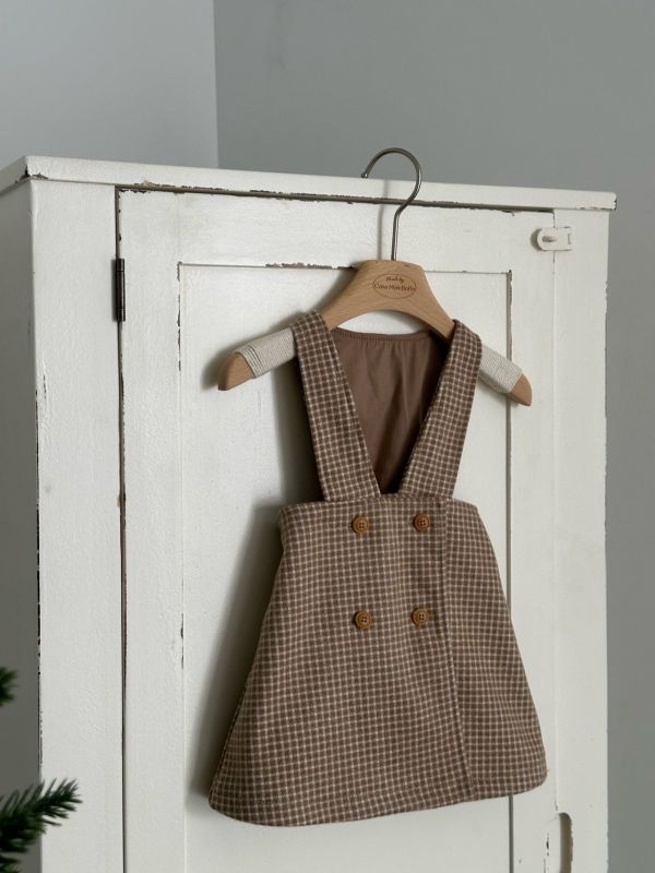 優雅法式Ａ字格紋吊帶裙 Monbebe Korea,monbebe,童裝