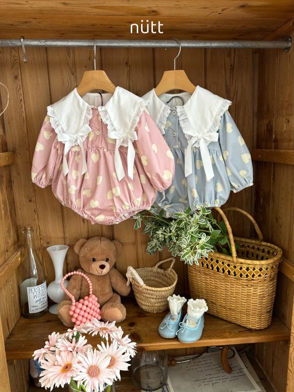 蝴蝶結大翻領愛心連身衣 姊妹裝 