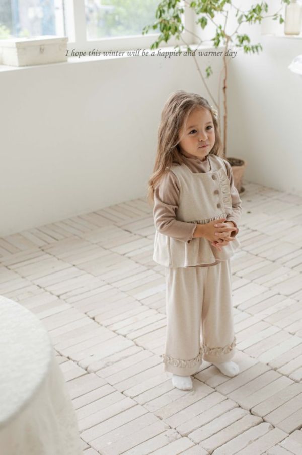 荷葉抓褶設計鬆緊寬褲 