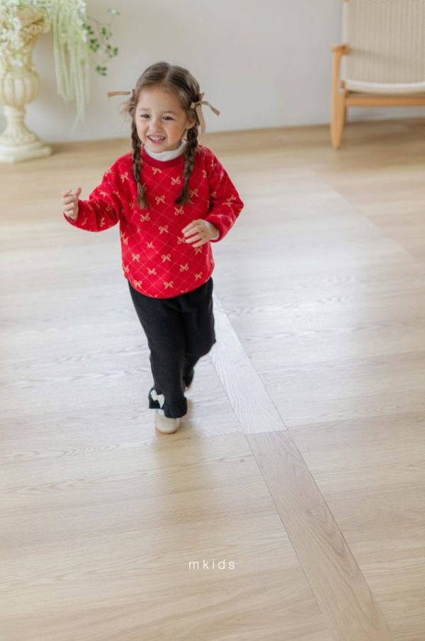 羅紋蝴蝶結喇叭褲 