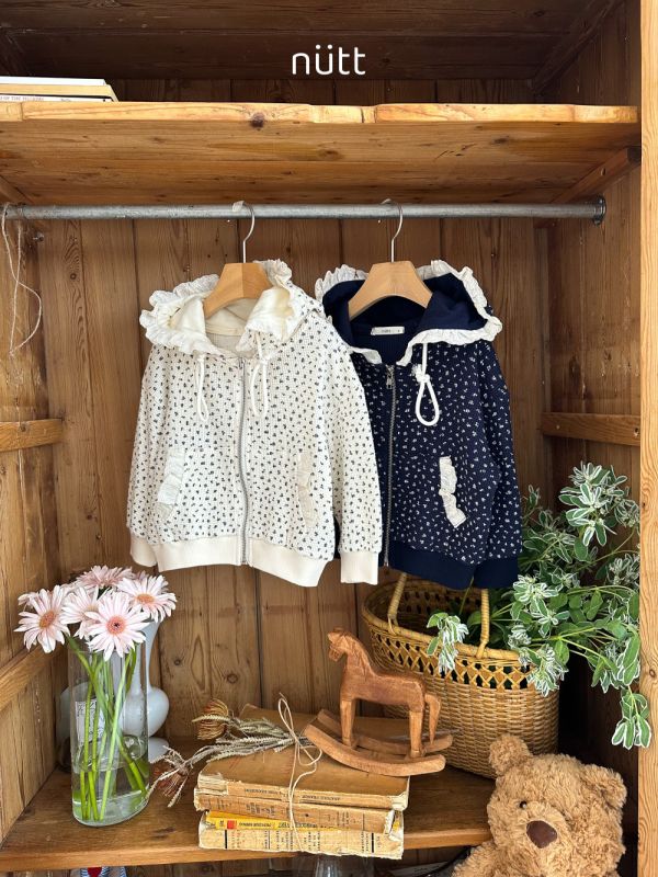 荷葉邊碎花連帽外套 