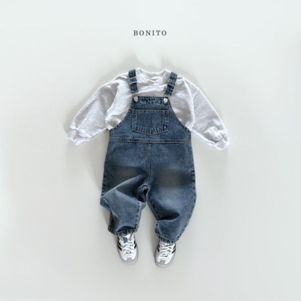 百搭牛仔碎花背帶褲 