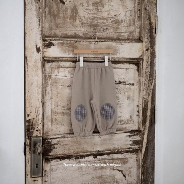 格紋補丁休閒棉褲 