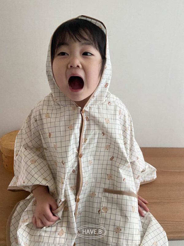 \開團啦/ 斗篷式熊寶寶雨衣 