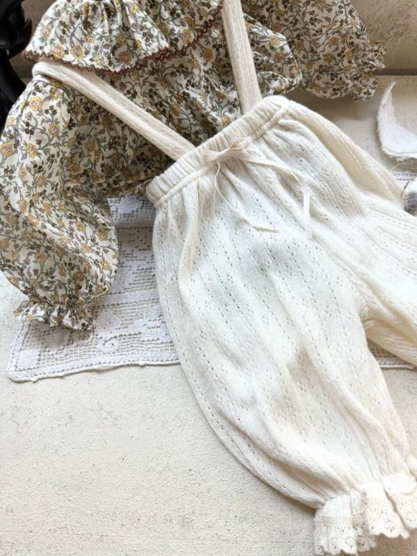 復古蕾絲邊燈籠吊帶褲 