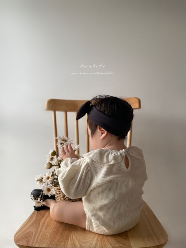 優雅荷葉領長袖純棉連身衣 Monbebe,monbebe Korea,laurababy