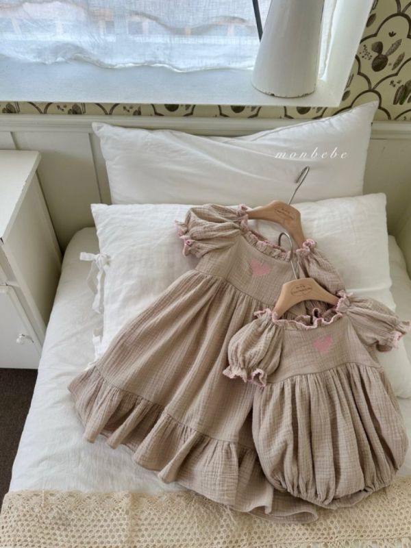 愛心摺邊小童洋裝 姊妹款 