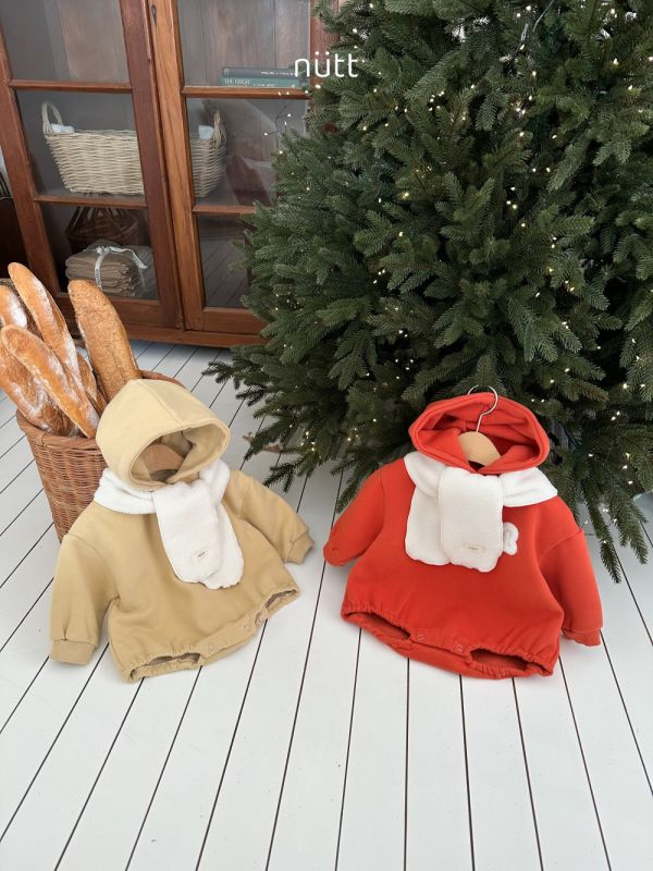 Dori連帽圍巾套裝 寶寶冬裝,帽T,橙色童裝