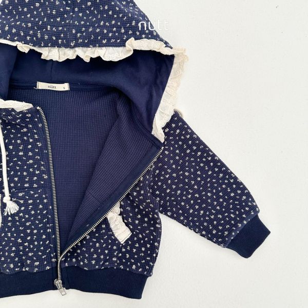 荷葉邊碎花連帽外套 