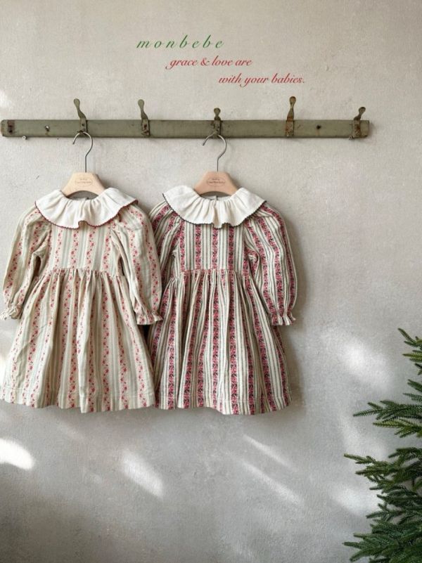 小童款 南法田園風碎花紋理洋裝 姊妹裝 