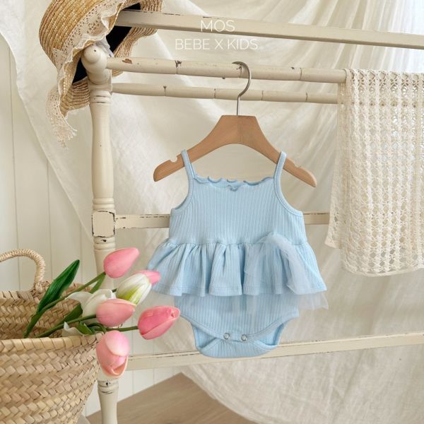 現貨 Bebe-卷邊層次舞裙包屁衣 姊妹裝 