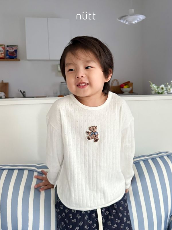 羅紋針織小熊長袖上衣 