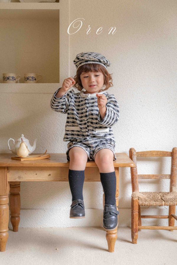 Bebe-格紋蝴蝶結貝雷帽 可成套搭配 