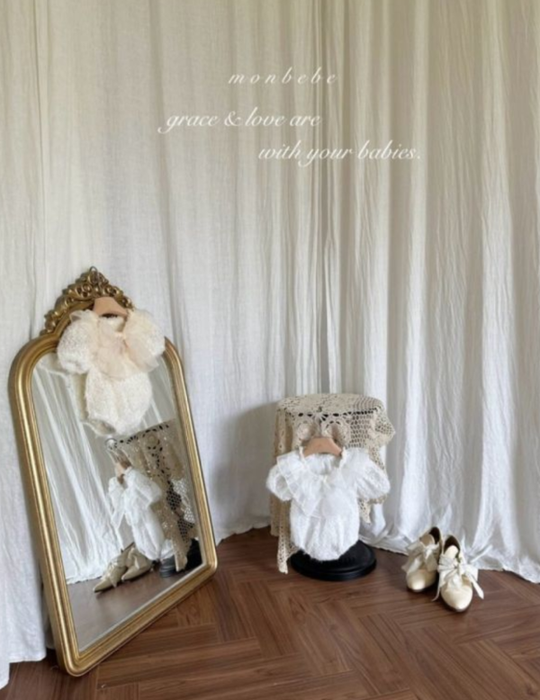 透紗蝴蝶結雪絨包屁衣 monbebe Korea,monbebe,monbebe代購童裝