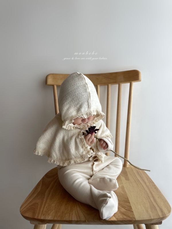 針織蕾絲花邊連披風 monbebe korea,monbebe,童裝代購