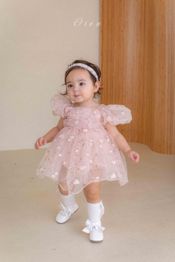 Bebe 童話公主玫瑰刺繡紗裙寶寶套裝 