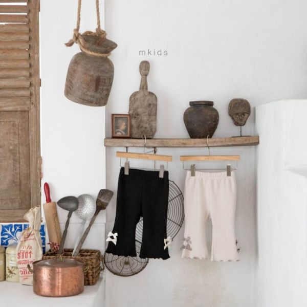 愛麗絲雙蝴蝶結棉質喇叭褲 