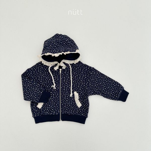 荷葉邊碎花連帽外套 