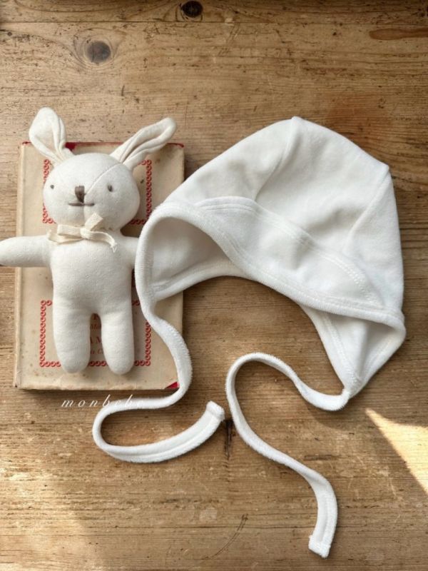 寶寶綁帶棉絨軟帽 