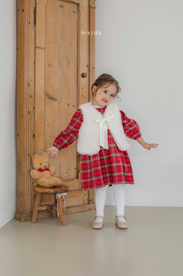 英倫復古紅格紋洋裝 包屁衣 