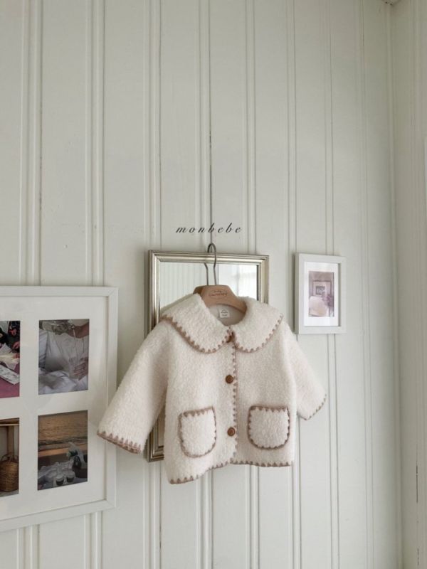 小熊系縫線邊絨毛外套 